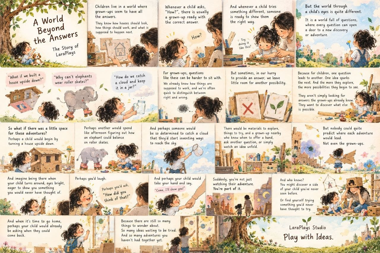 Illustrated children exploring ideas through play